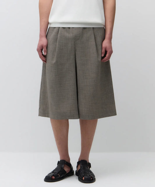 Crinkle Linen Like Banding Bermuda Pants [TAUPE]