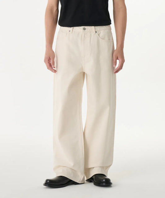 Big Wide Denim Pants [Cream]