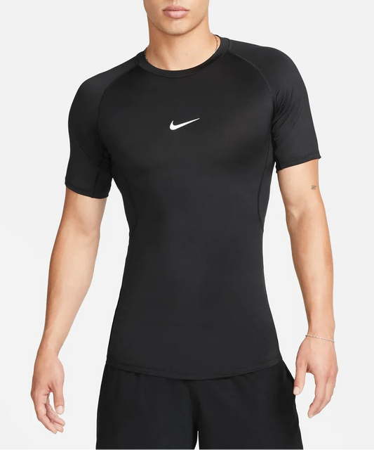 Nike Pro Dry Fit Tight Short Sleeve Fitness Top M - Black White FB7933-010
