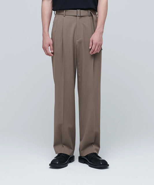 Real Wide Belted Slacks [Dusty Beige]