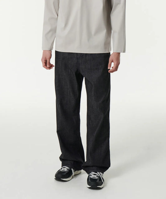 Lightweight Wide Denim Pants [Low Black]